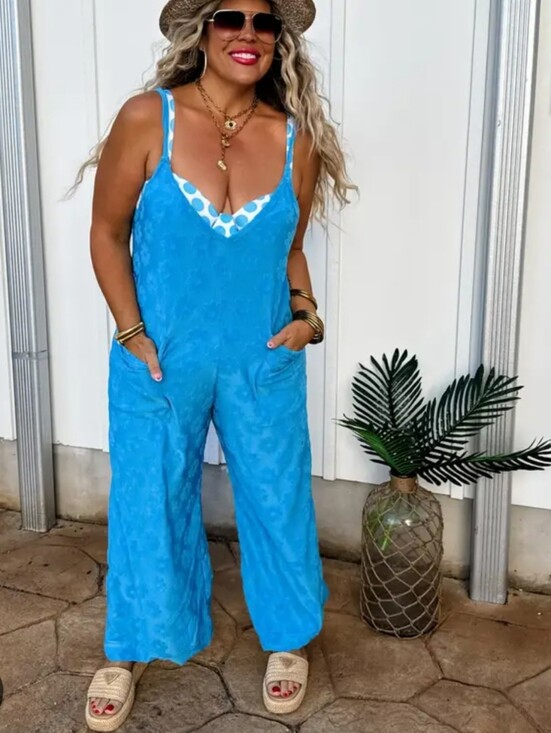 Blakely Other - Floral Groovey Blue Towel Bathingsuit Cover Romper